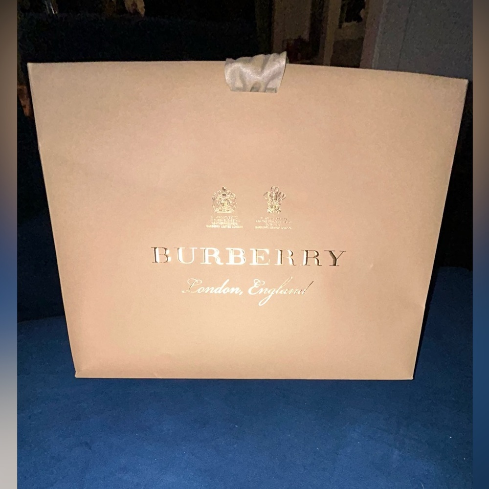 Burberry Tan Shopping Bag with Gold Logo